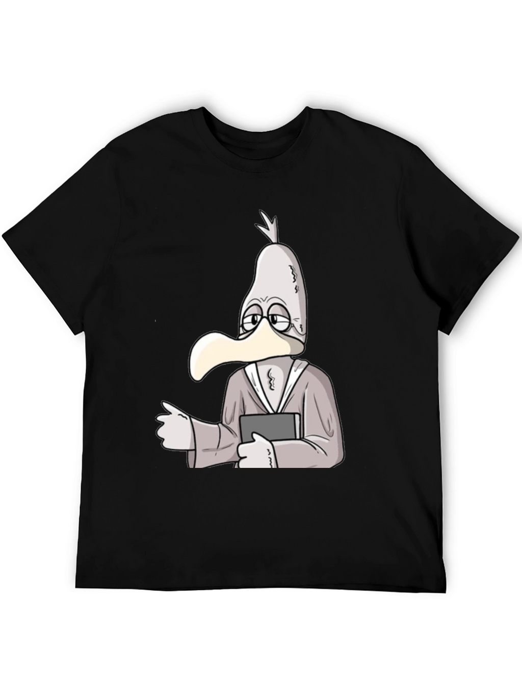 Cartoon Seagull Teacher Black T-Shirt