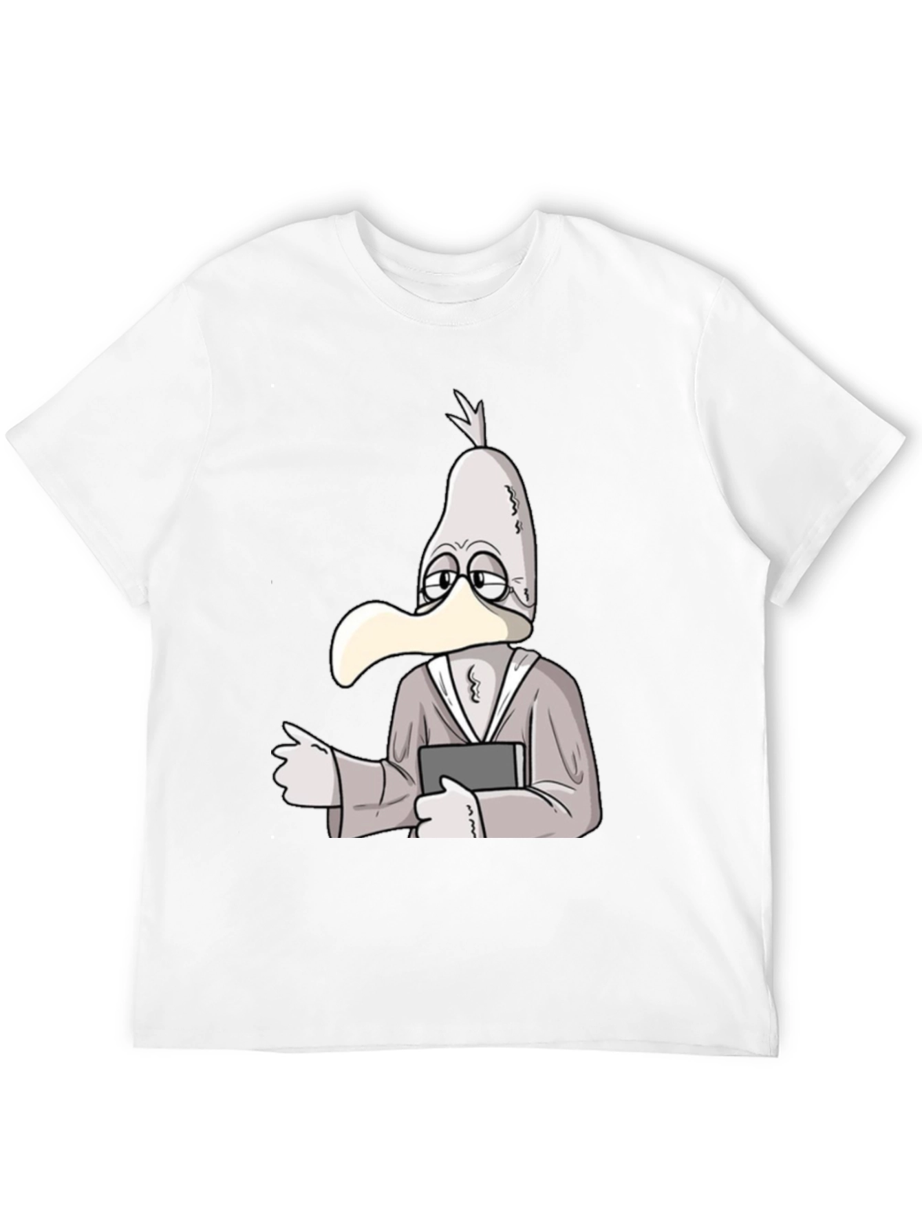 Cartoon Seagull Teacher Black T-Shirt
