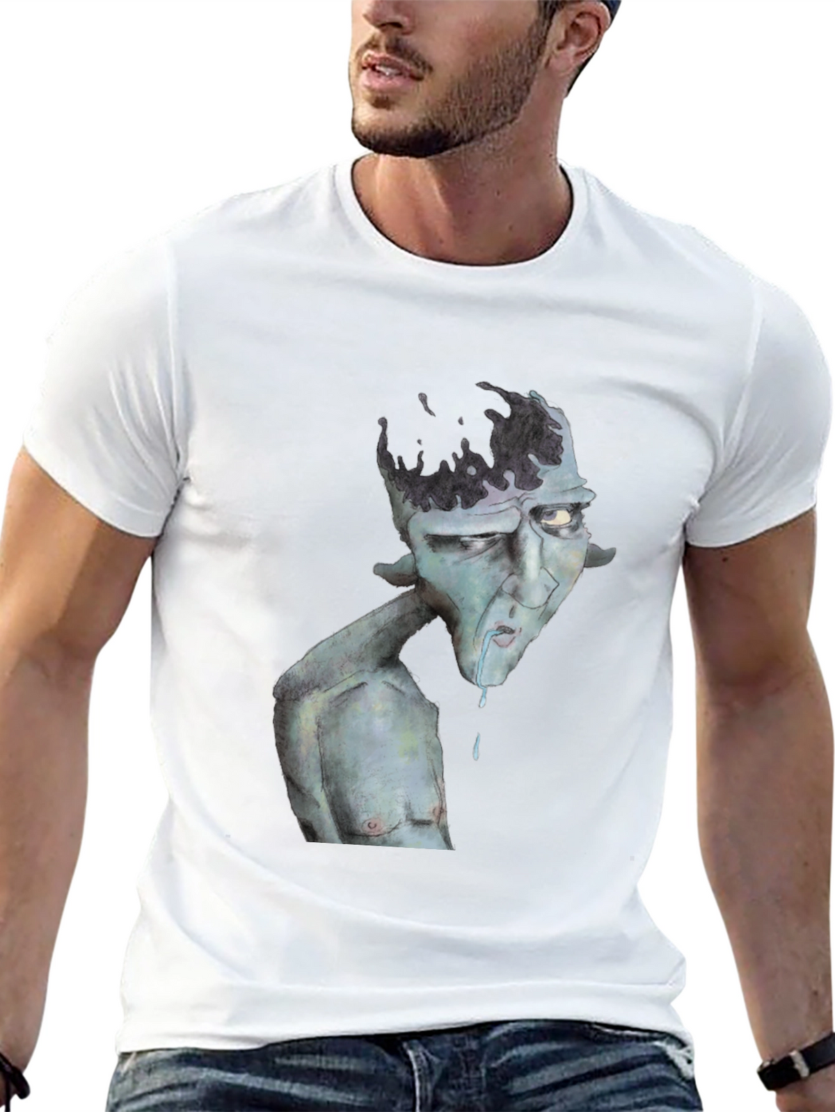 Unique Graphic Print Black T-Shirt