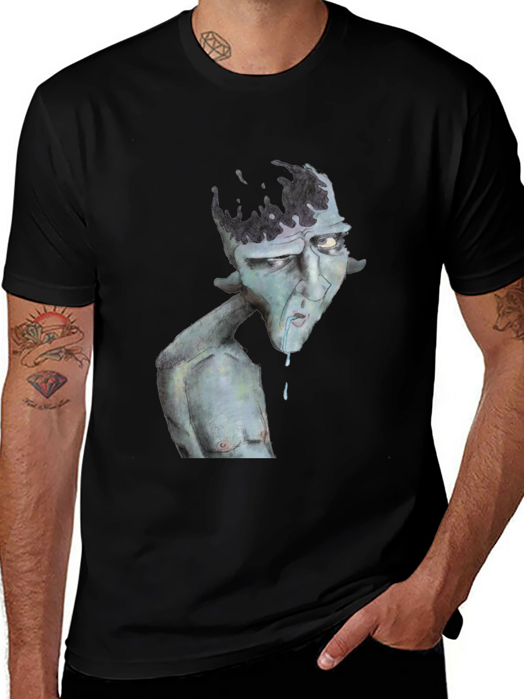 Unique Graphic Print Black T-Shirt