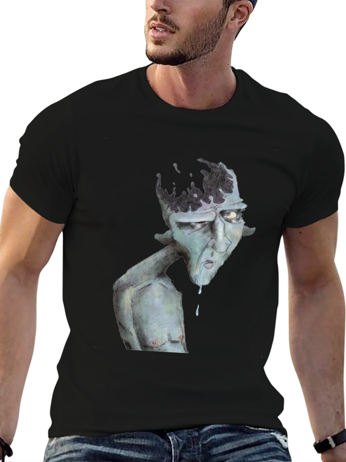 Unique Graphic Print Black T-Shirt