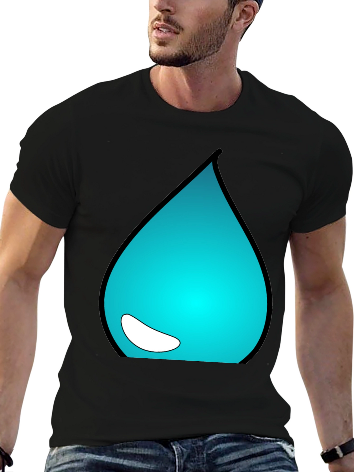 Teal Drop Graphic Tee - Casual Style