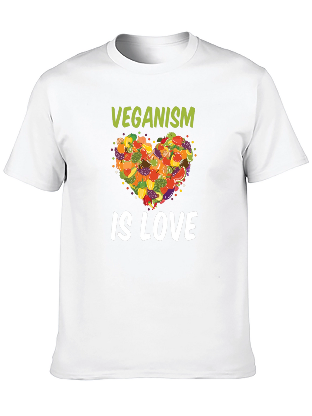 Veganism Is Love T-Shirt Fruit Heart Tee