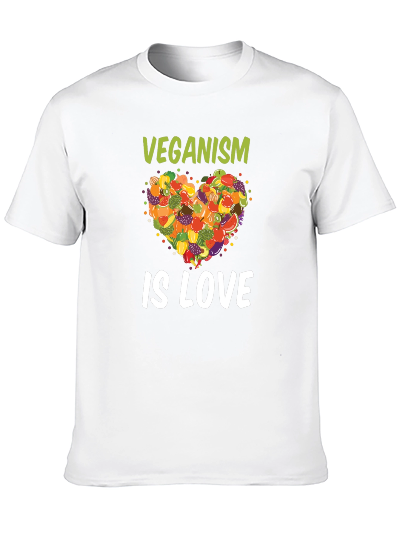 Veganism Is Love T-Shirt Fruit Heart Tee