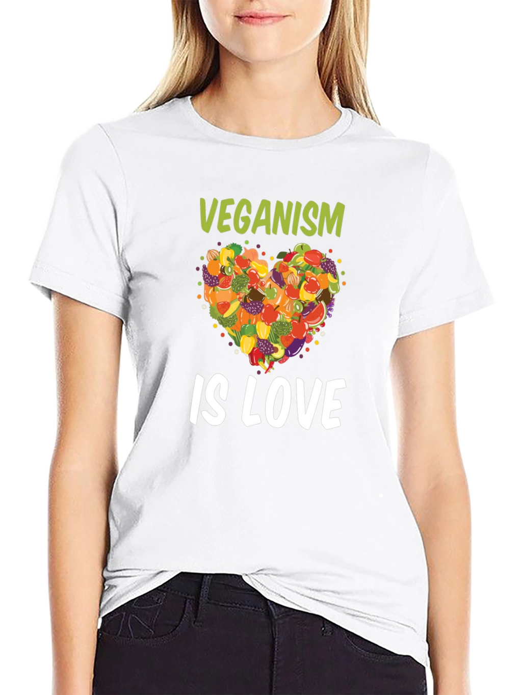 Veganism Is Love T-Shirt Fruit Heart Tee