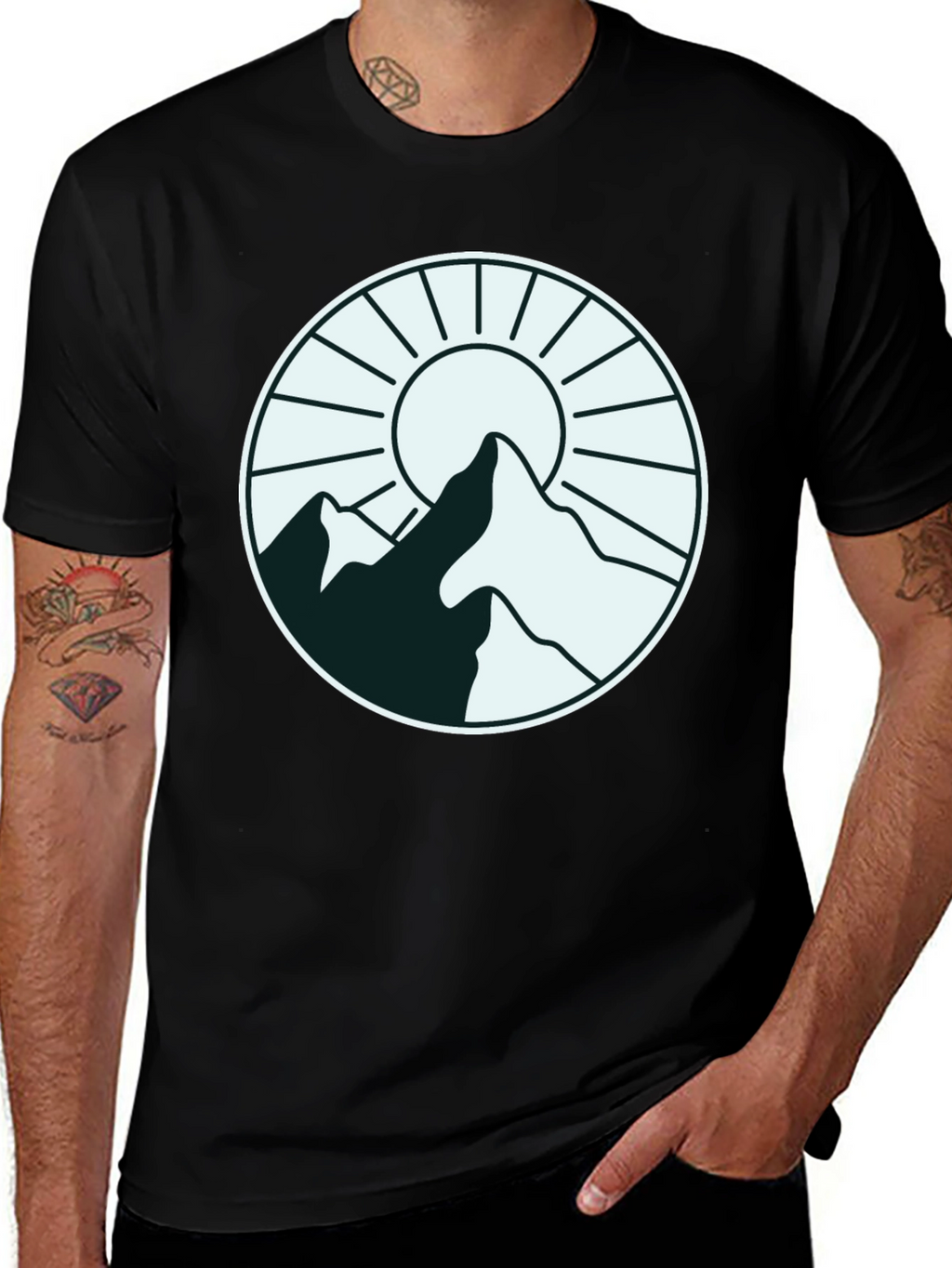 Mountain Sun Graphic Tee - Stylish Outdoor Design