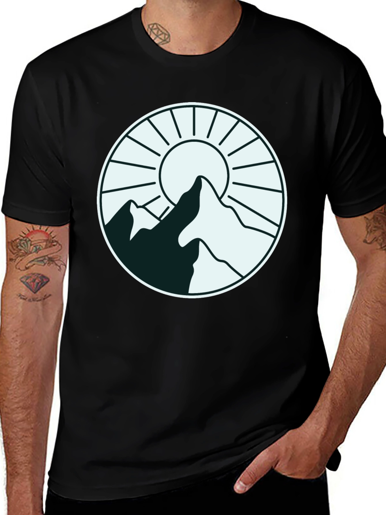 Mountain Sun Graphic Tee - Stylish Outdoor Design