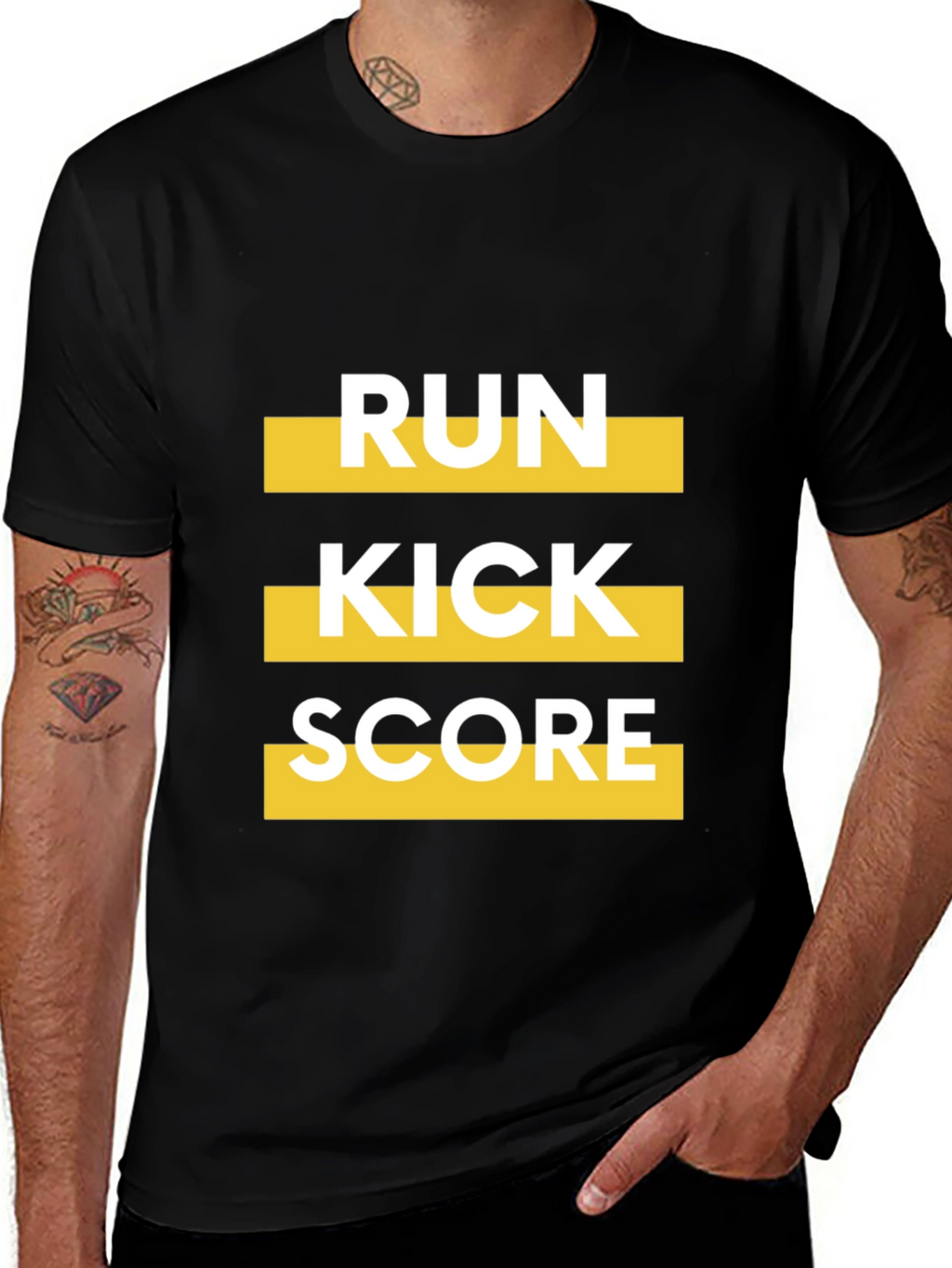 Run Kick Score Black Graphic Tee