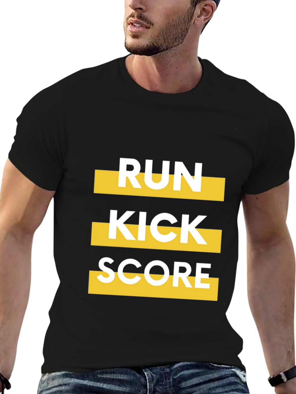Run Kick Score Black Graphic Tee