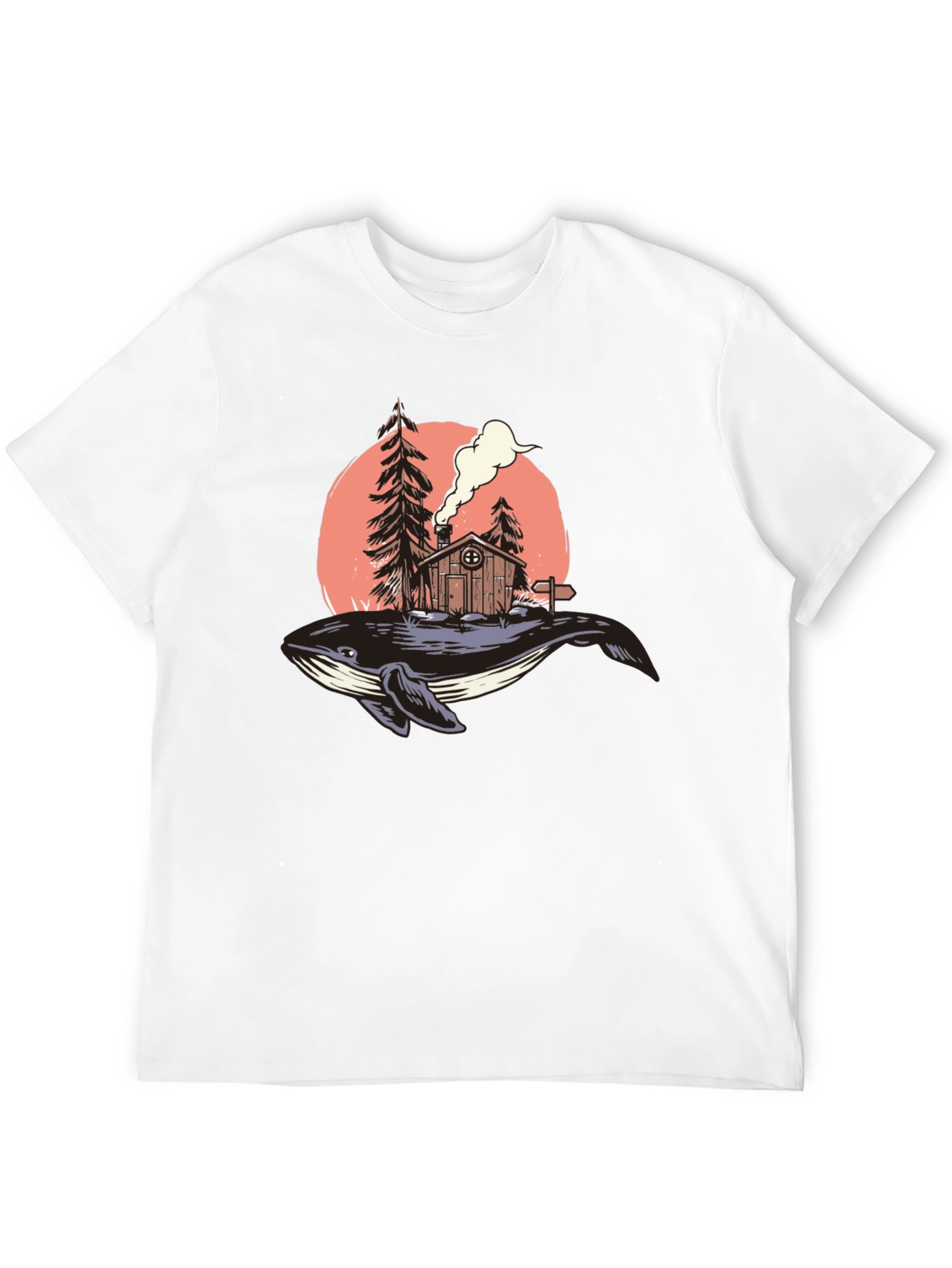 Whale Cabin Graphic Tee - Unique Design Black T-Shirt