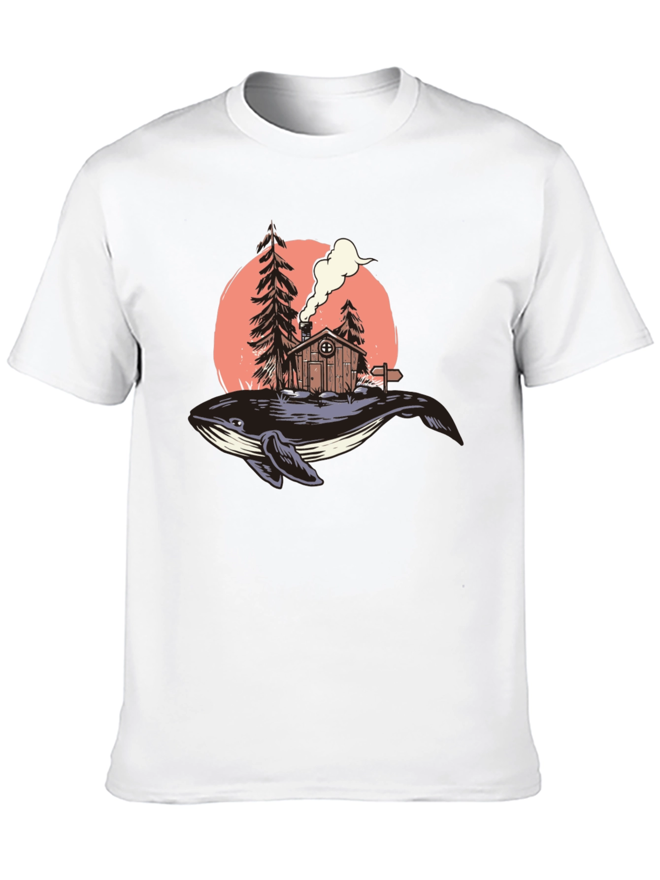 Whale Cabin Graphic Tee - Unique Design Black T-Shirt