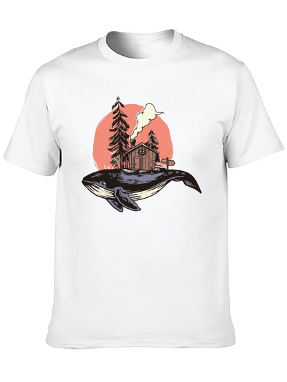 Whale Cabin Graphic Tee - Unique Design Black T-Shirt