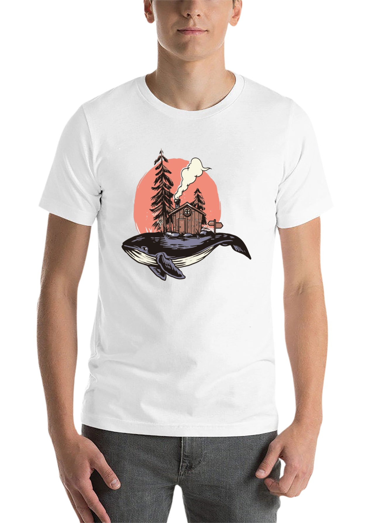 Whale Cabin Graphic Tee - Unique Design Black T-Shirt