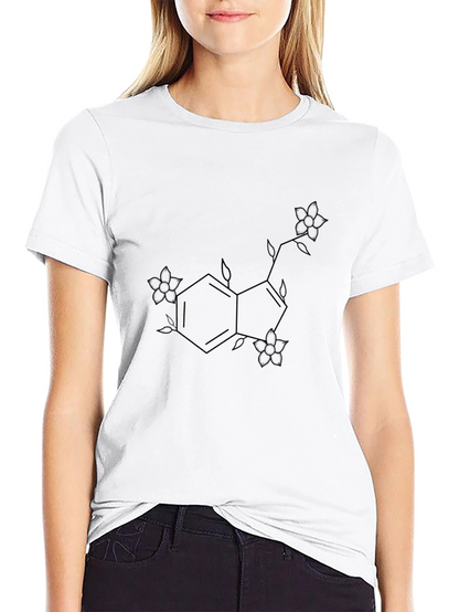 Floral Serotonin Molecule Black T-Shirt
