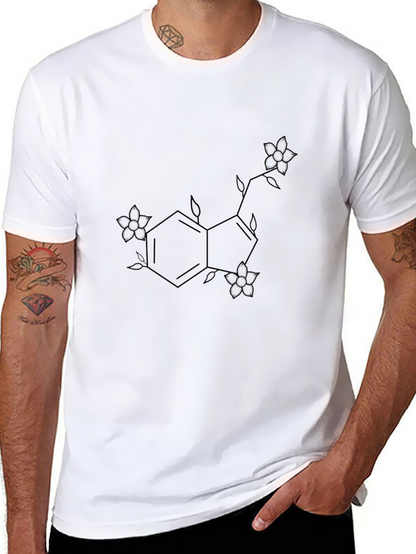 Floral Serotonin Molecule Black T-Shirt