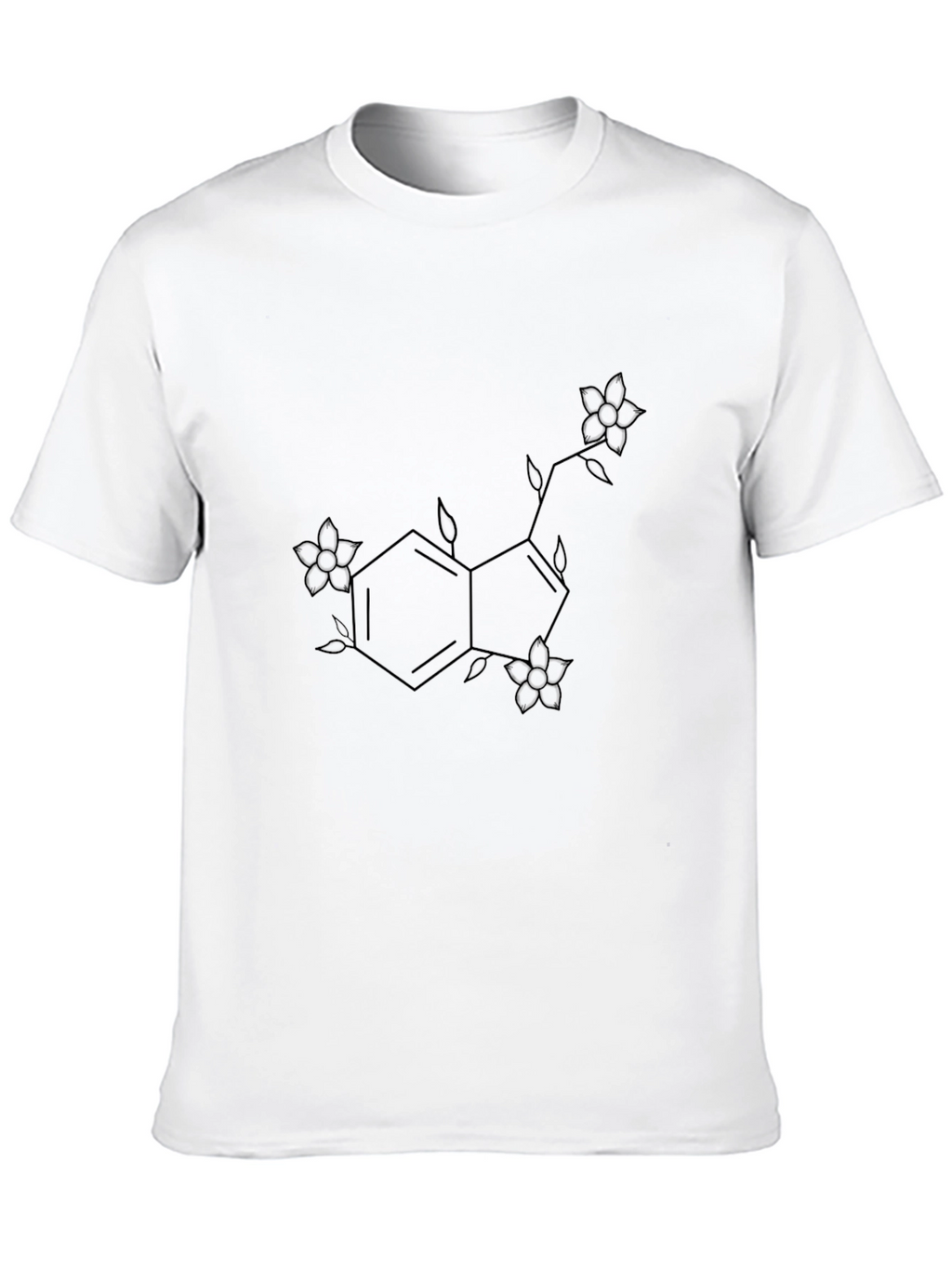 Floral Serotonin Molecule Black T-Shirt