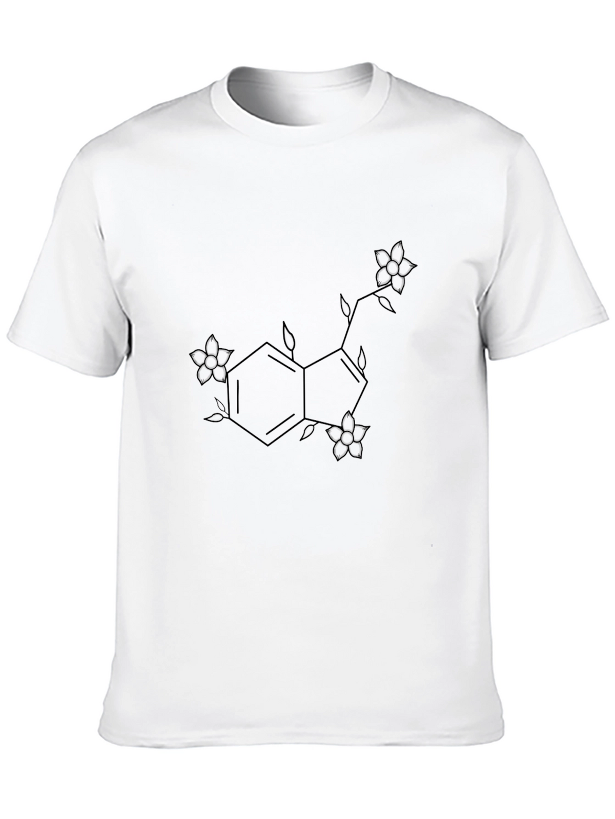 Floral Serotonin Molecule Black T-Shirt