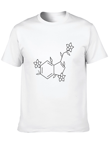 Floral Serotonin Molecule Black T-Shirt