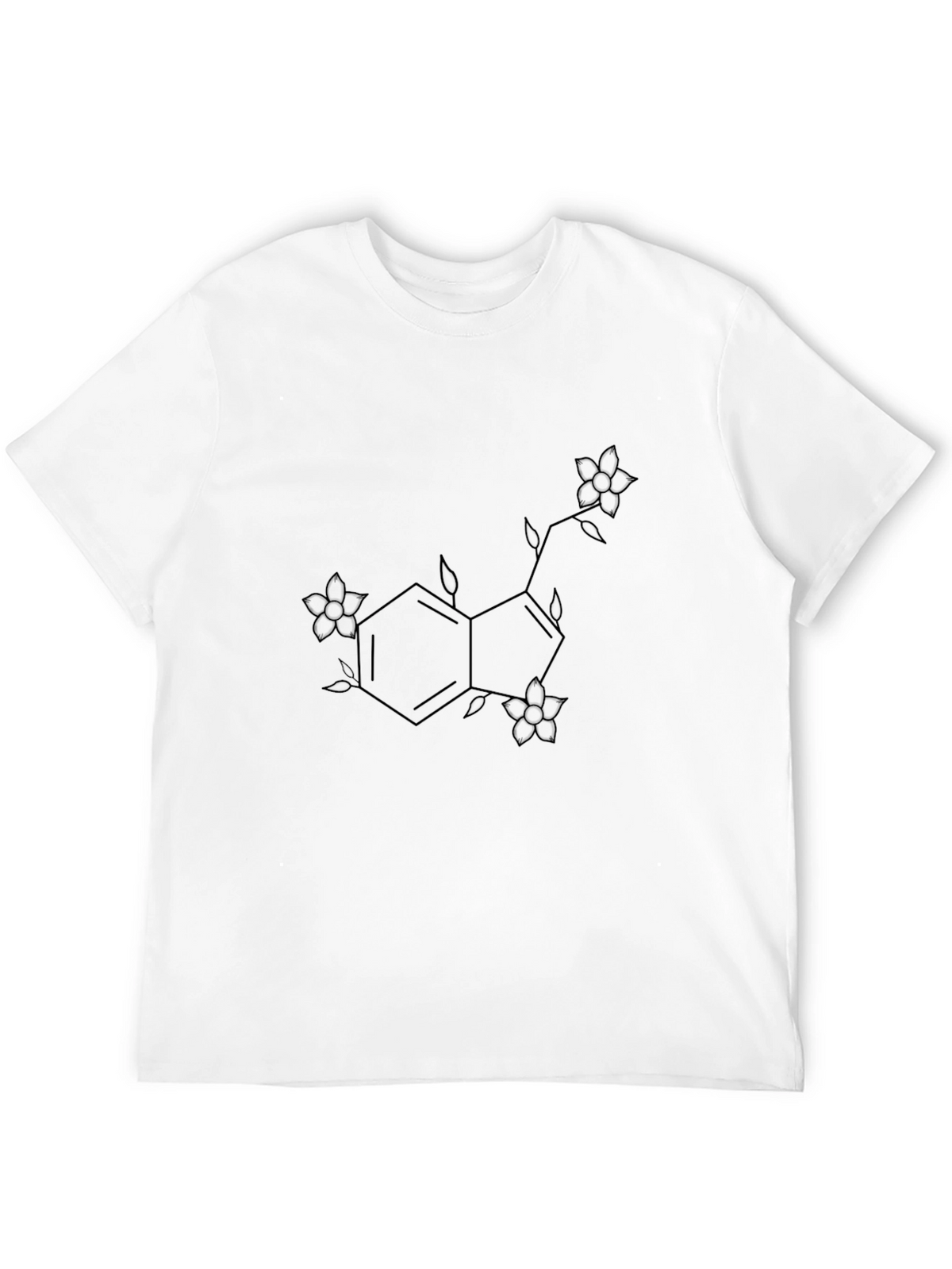 Floral Serotonin Molecule Black T-Shirt