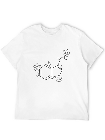 Floral Serotonin Molecule Black T-Shirt