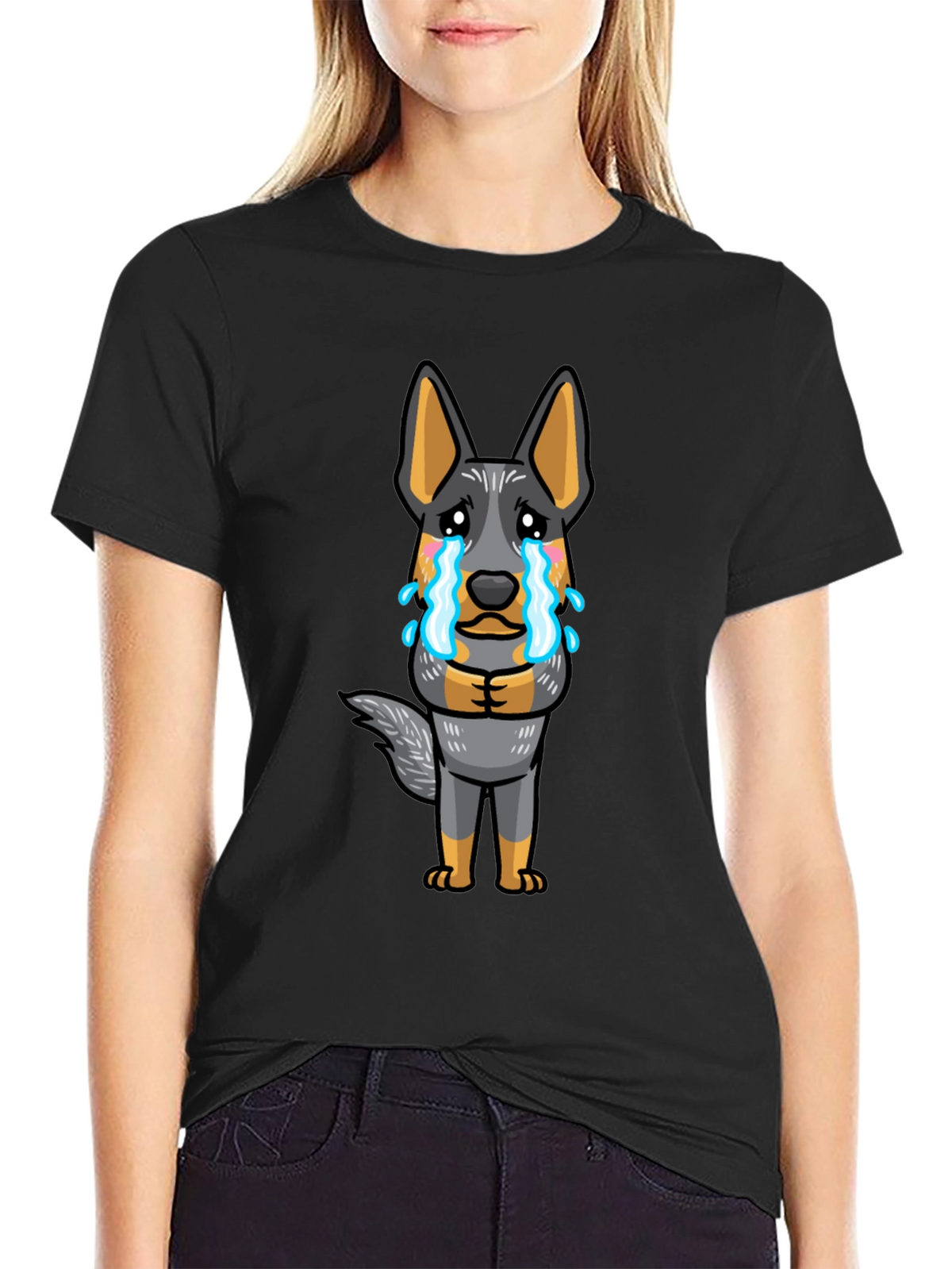 Sad Dog Cartoon Graphic Tee