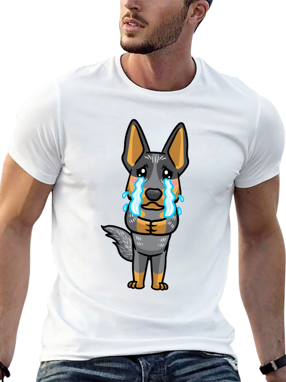 Sad Dog Cartoon Graphic Tee
