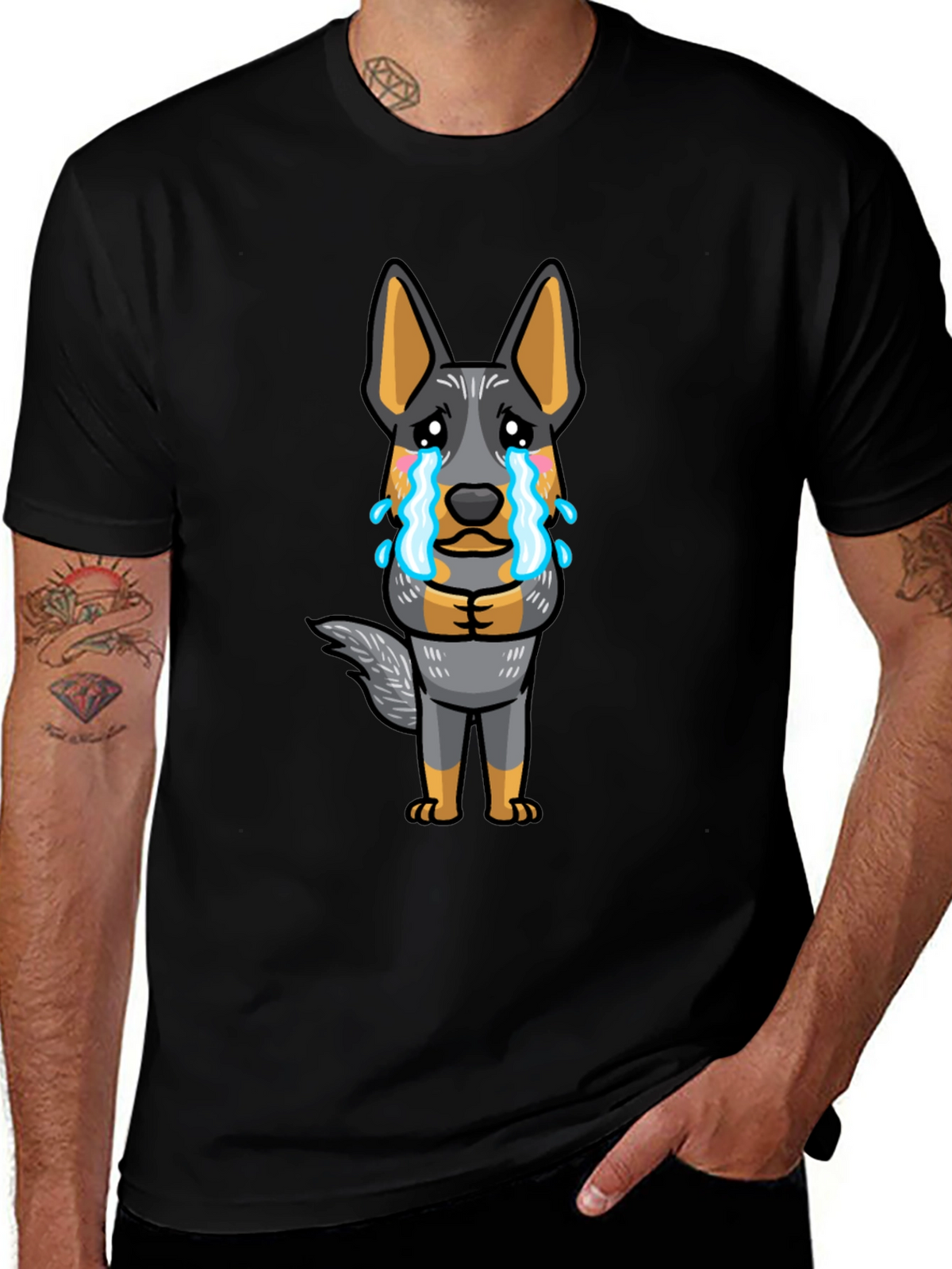Sad Dog Cartoon Graphic Tee