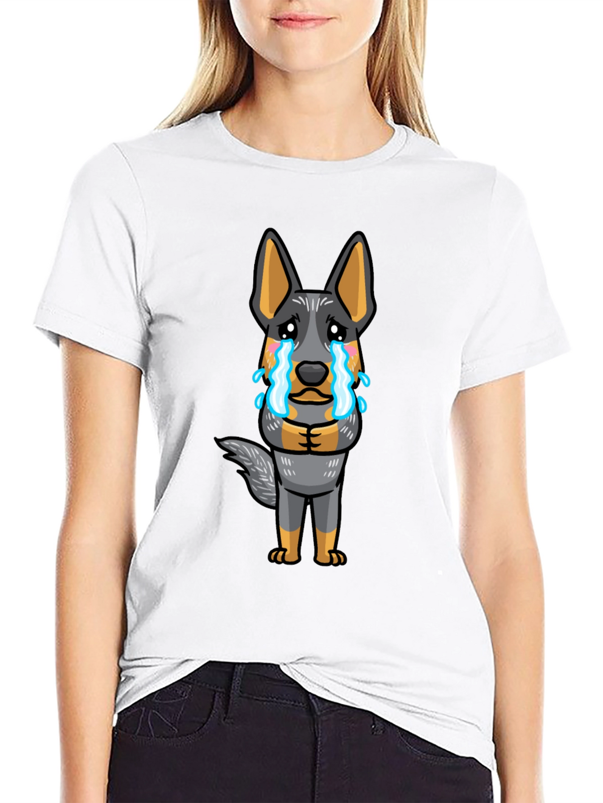 Sad Dog Cartoon Graphic Tee