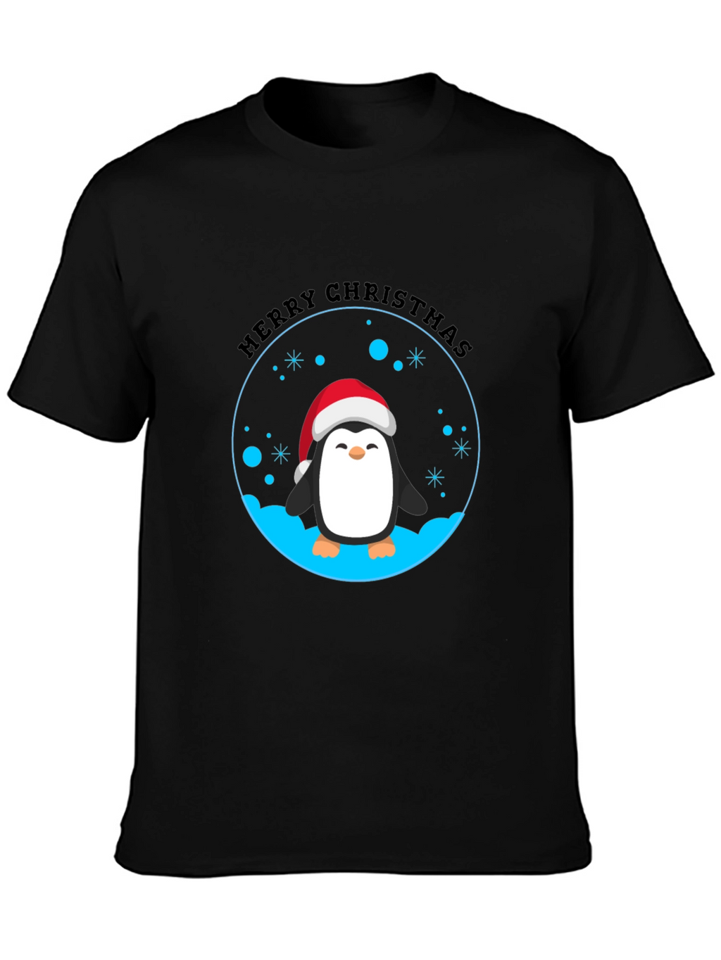 Penguin Merry Christmas Black T-Shirt