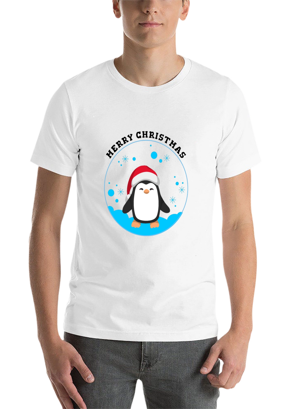 Penguin Merry Christmas Black T-Shirt