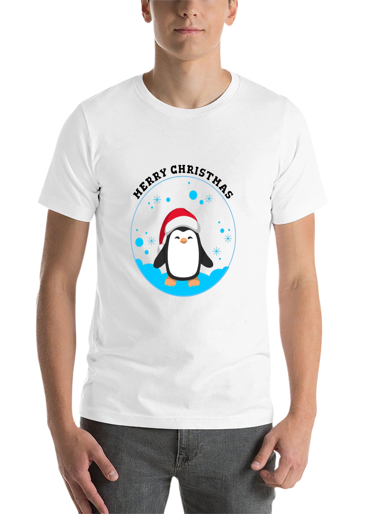 Penguin Merry Christmas Black T-Shirt