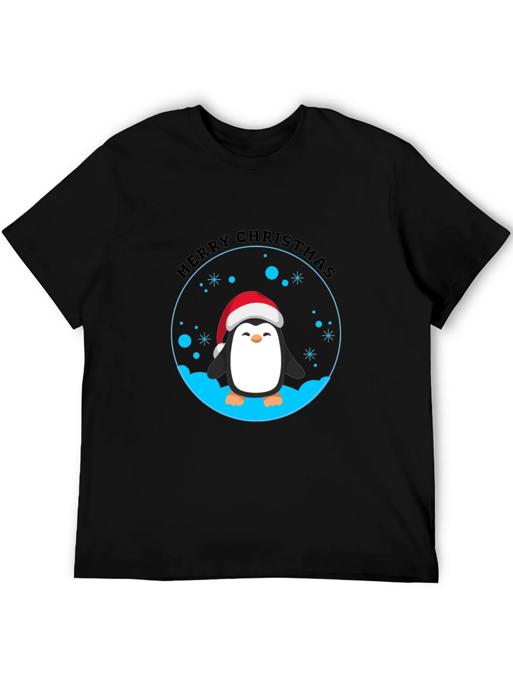 Penguin Merry Christmas Black T-Shirt