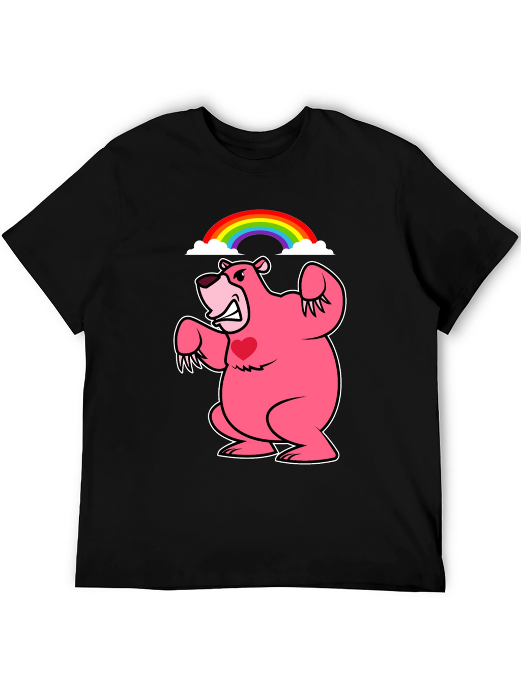 Rainbow Bear T-Shirt - Black Crew Neck
