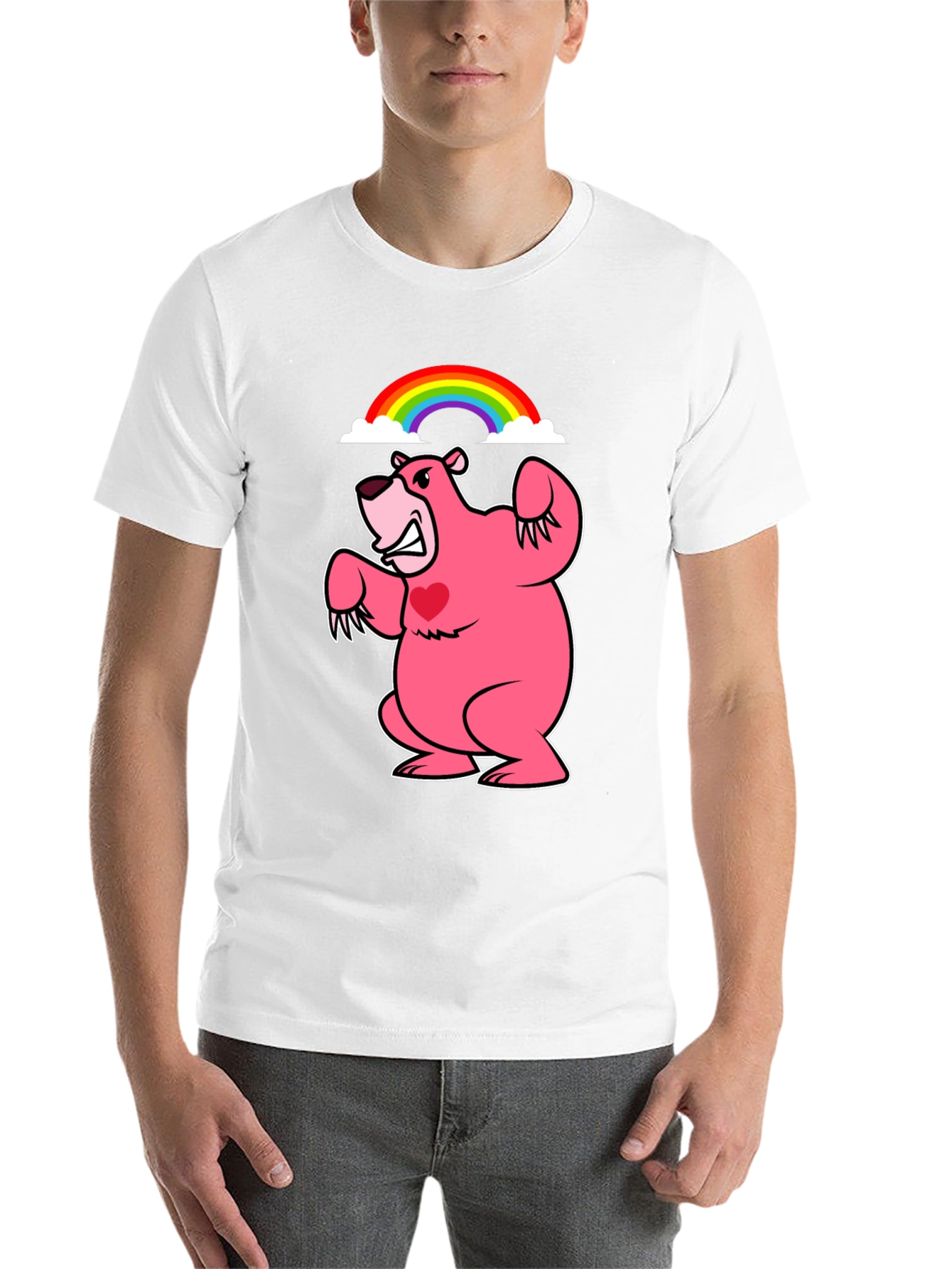 Rainbow Bear T-Shirt - Black Crew Neck