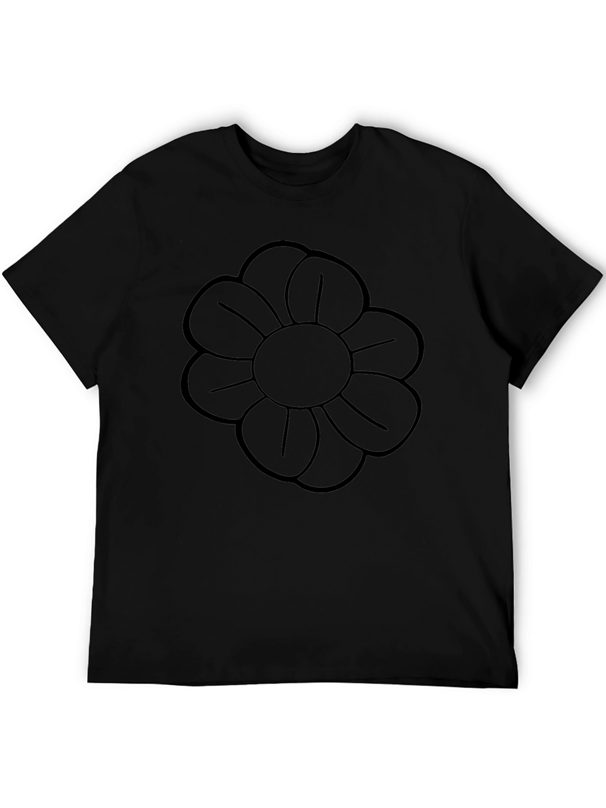 Black Flower Graphic Crew Neck T-Shirt