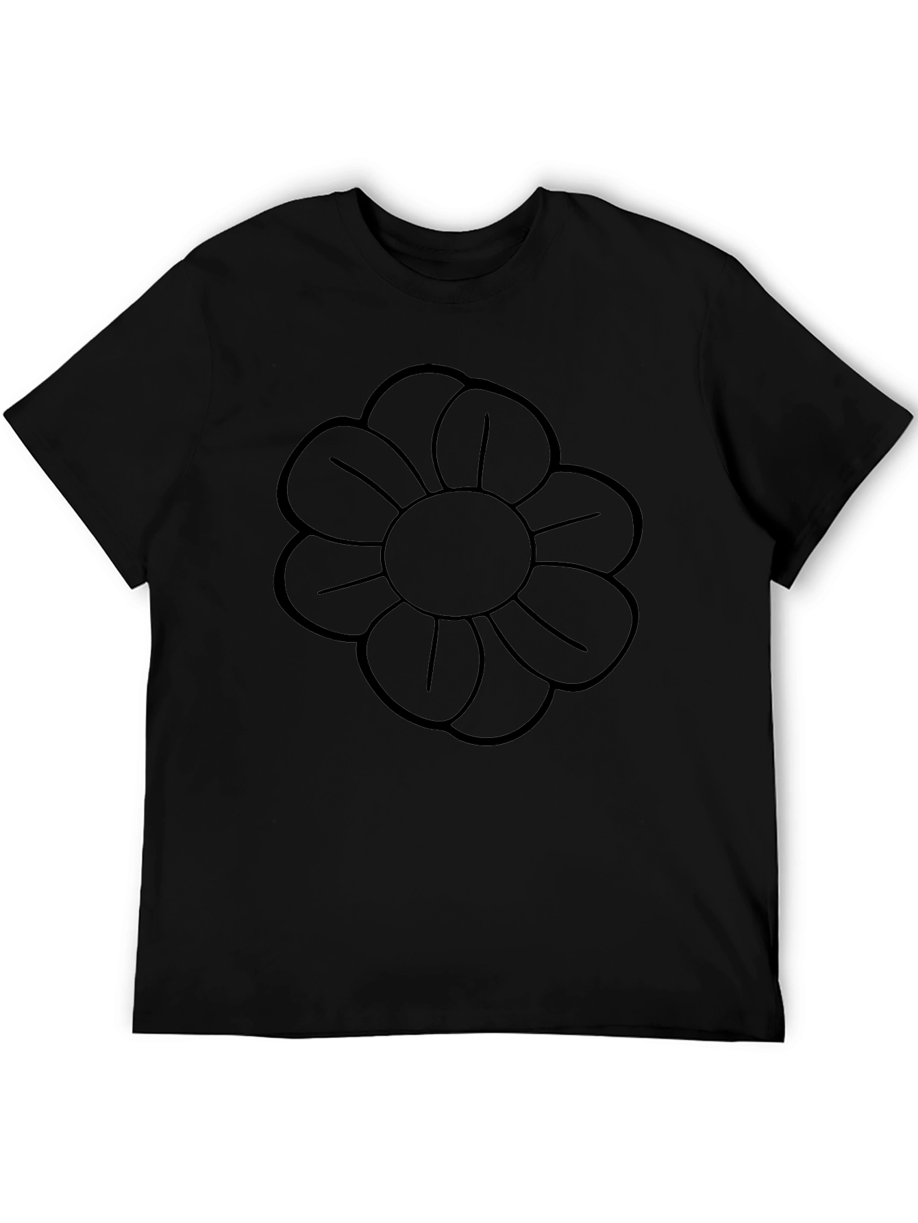 Black Flower Graphic Crew Neck T-Shirt