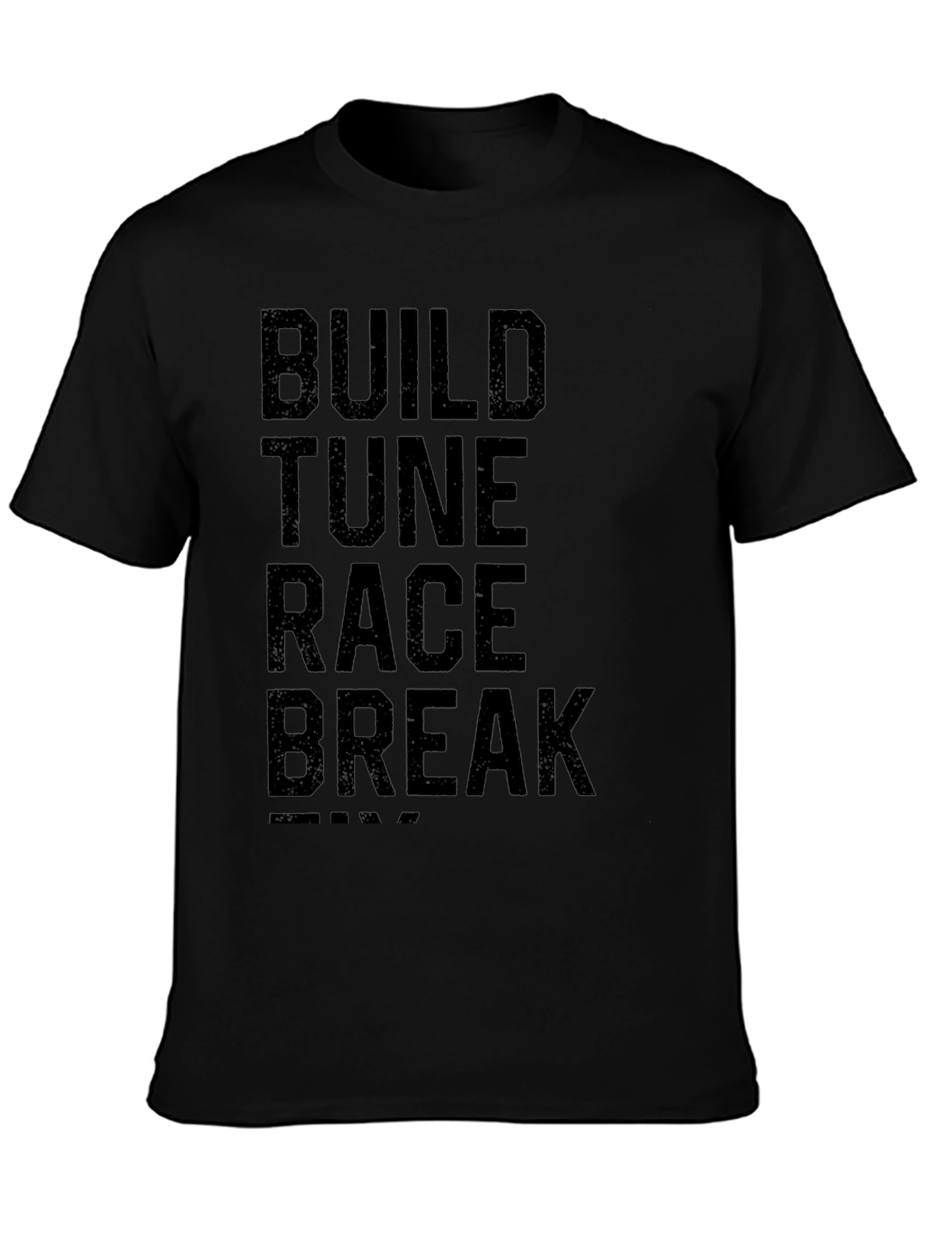 Build Tune Race Break Graphic Tee - Black Cotton T-Shirt