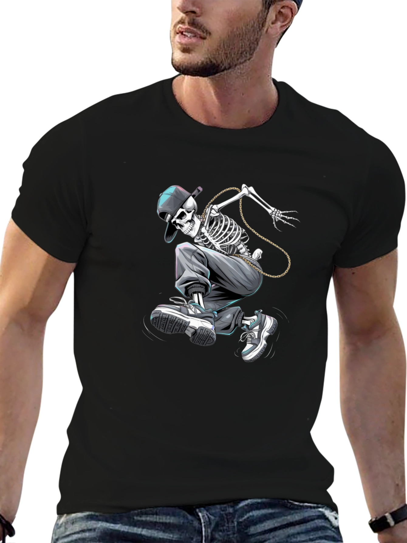 Skateboarding Skeleton Graphic Tee