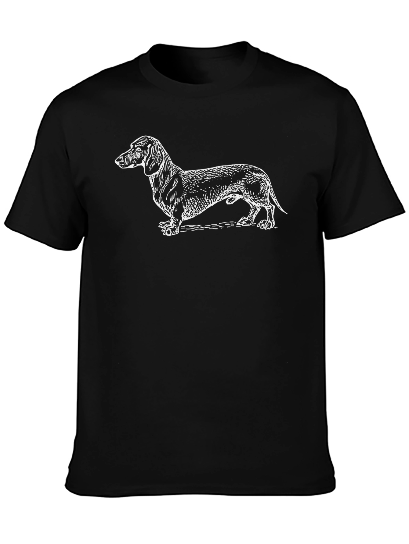 Dachshund Dog Graphic T-Shirt - Black Cotton Tee