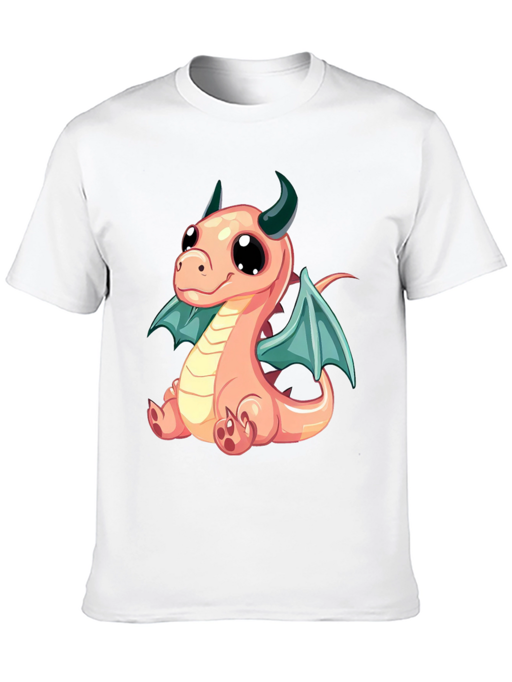 Cute Cartoon Dragon Graphic Tee - Black