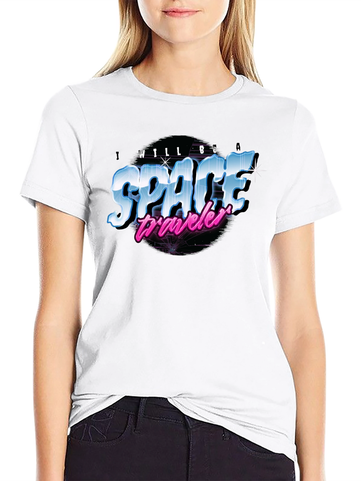 Retro Space Traveler Black T-Shirt