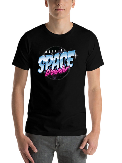 Retro Space Traveler Black T-Shirt