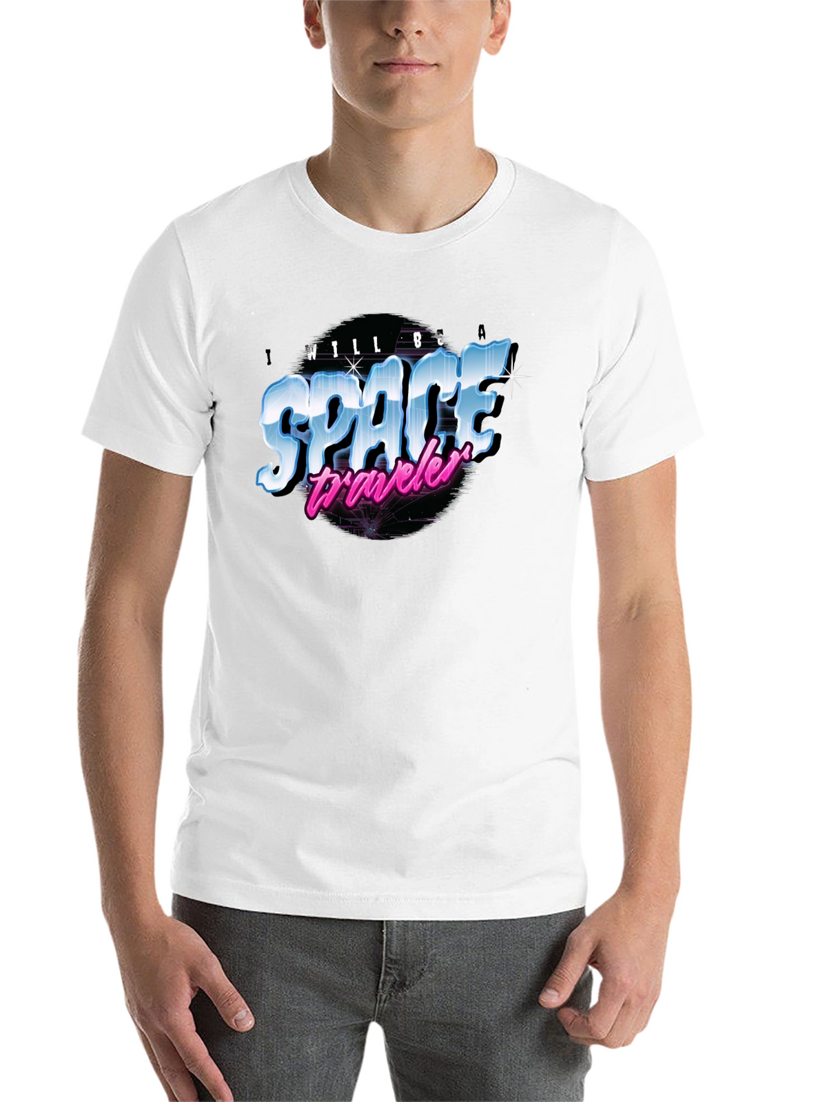 Retro Space Traveler Black T-Shirt