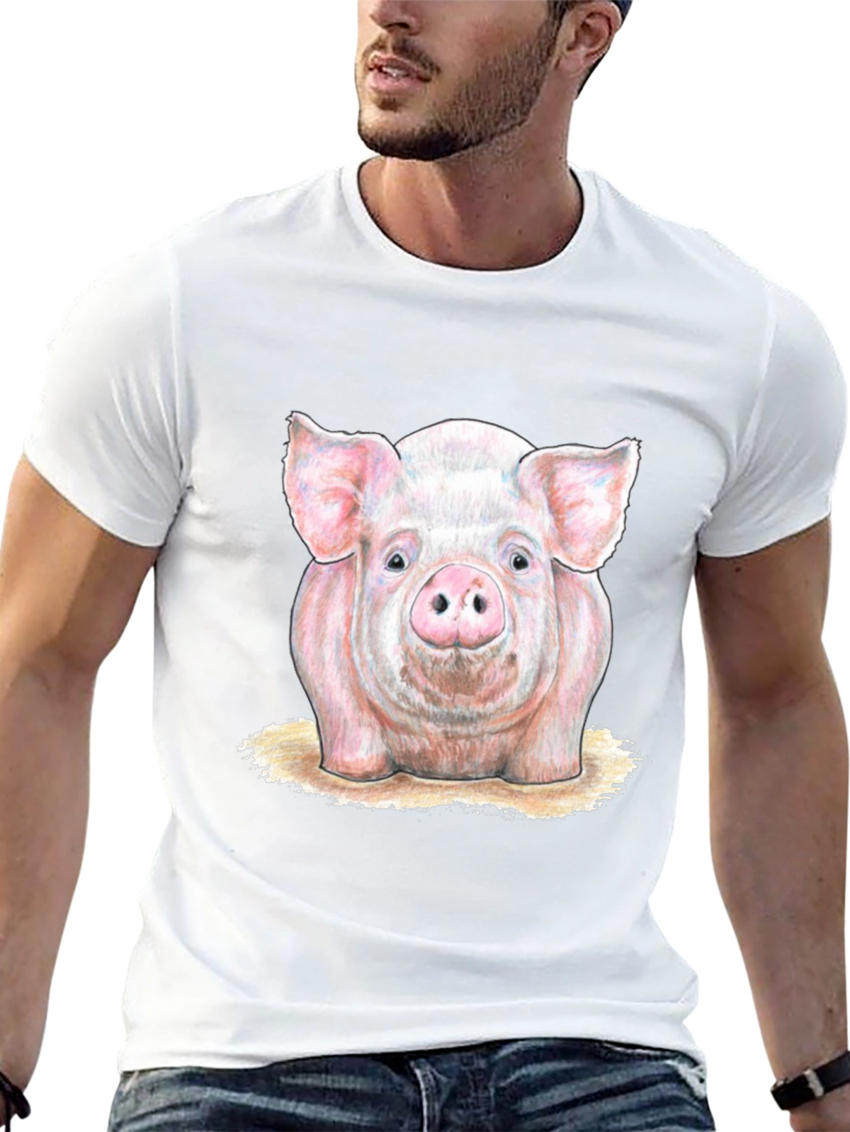 Pig Graphic Tee - Farm Animal Print T-Shirt