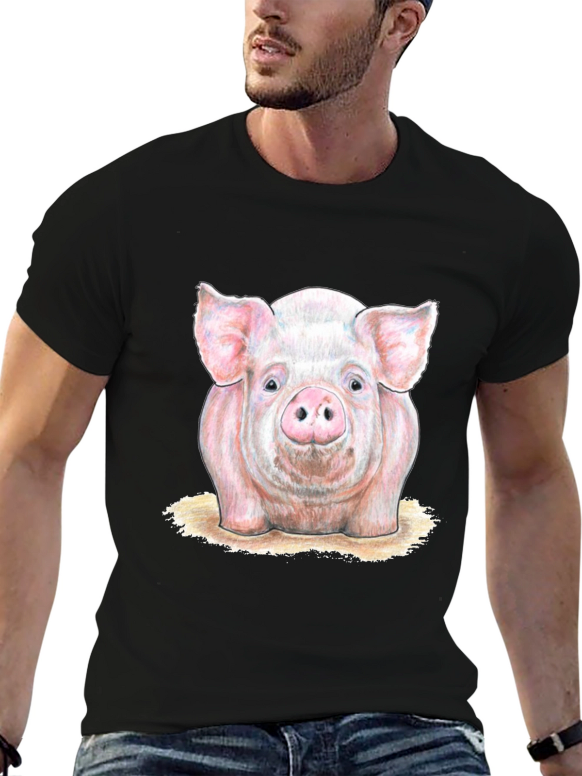 Pig Graphic Tee - Farm Animal Print T-Shirt