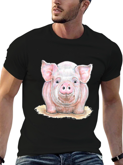 Pig Graphic Tee - Farm Animal Print T-Shirt