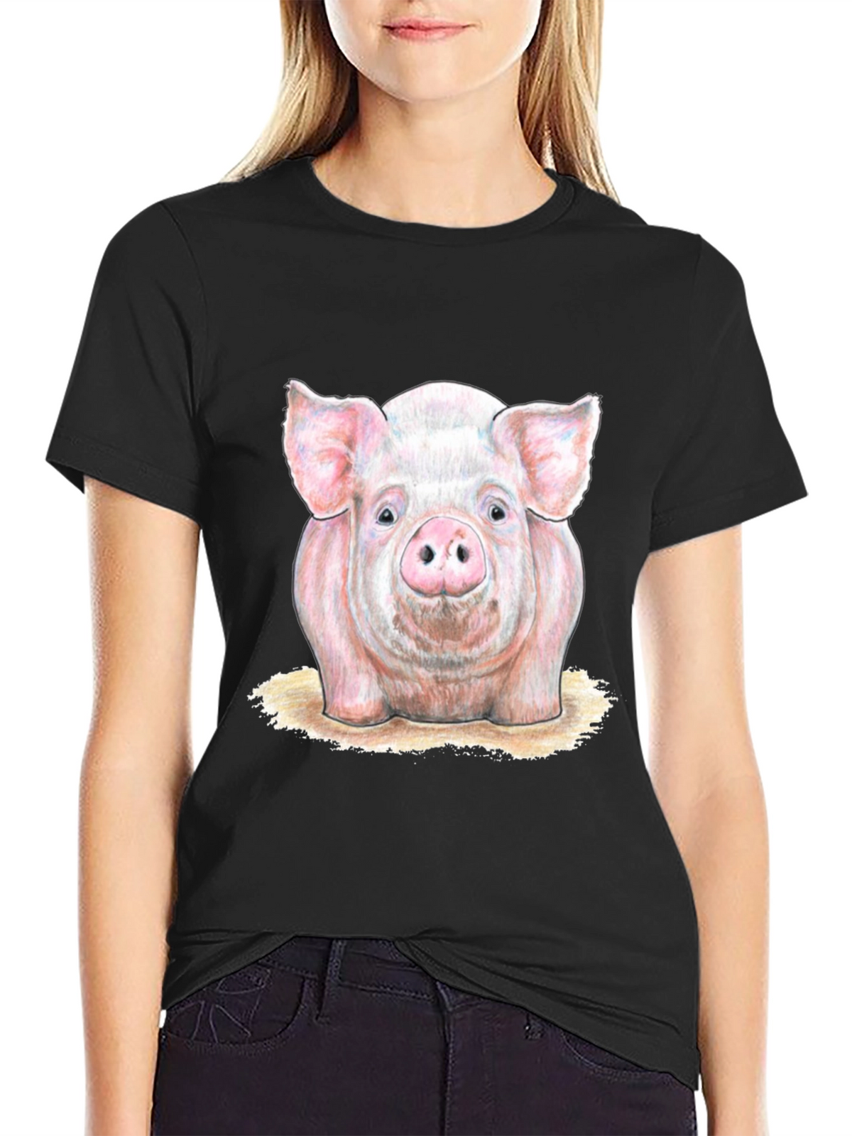 Pig Graphic Tee - Farm Animal Print T-Shirt