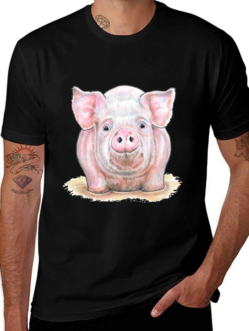 Pig Graphic Tee - Farm Animal Print T-Shirt