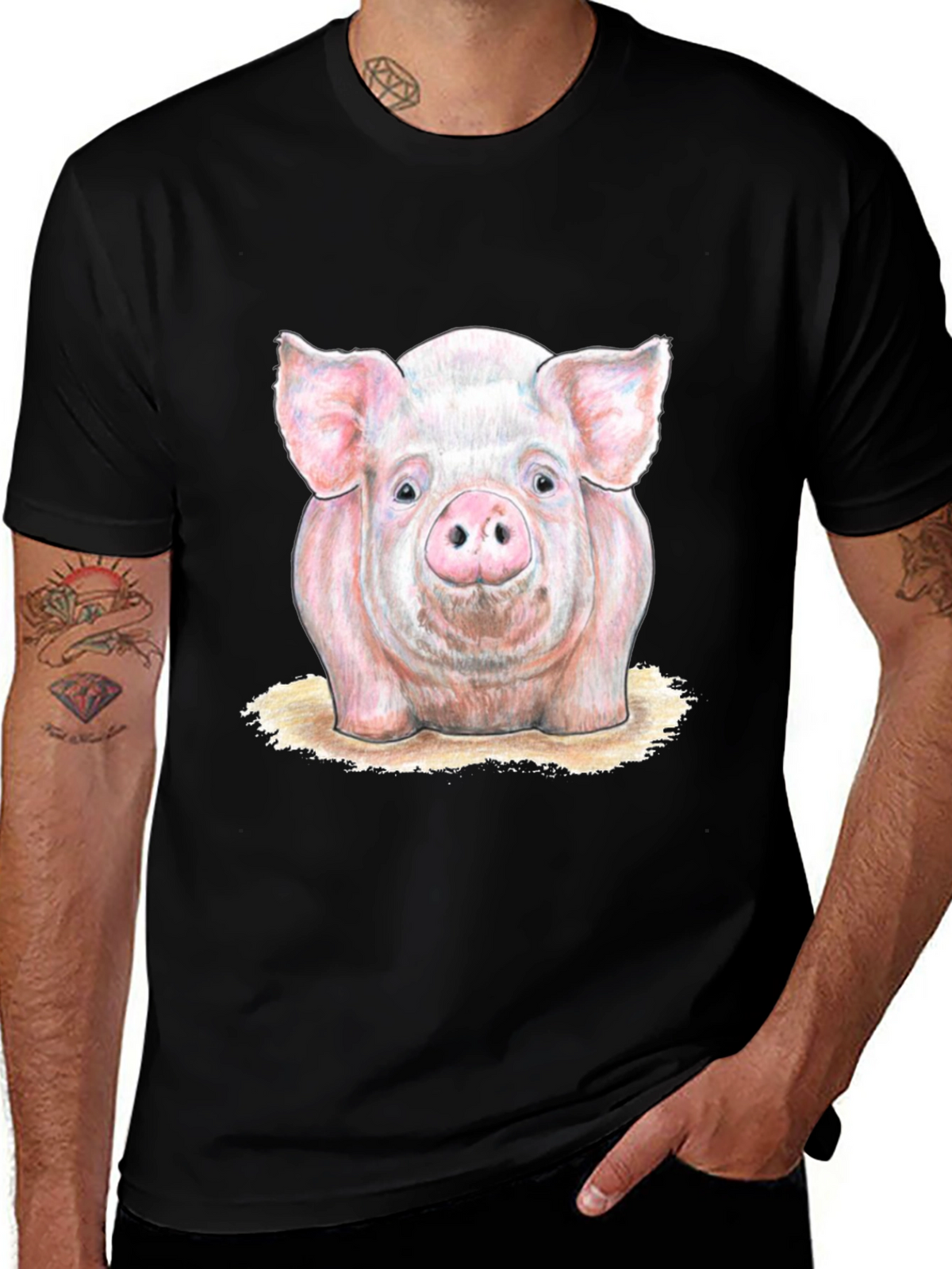 Pig Graphic Tee - Farm Animal Print T-Shirt