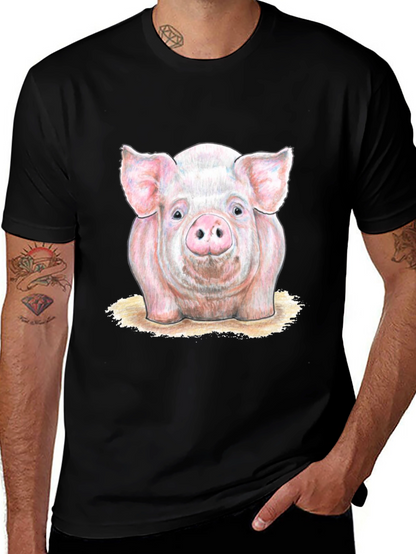Pig Graphic Tee - Farm Animal Print T-Shirt
